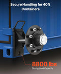 Tough As Nails 8 Lug Shipping Container Wheel Kit featuring beefy cold rolled steel axle for 40ft containers, 8800 lbs load capacity.