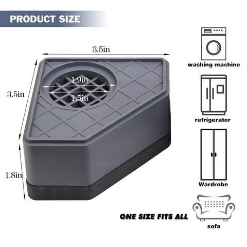 Anti Vibration Pads For Washing Machines And Dryers, Non Slip Foot Pads With Shock Absorbing And Noise Reducing Mat size details