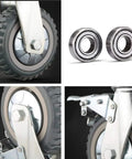 Heavy Duty Industrial Caster Wheels With Dual Lock Brake Swivel Polyurethane Castors showing wheel tread and ball bearings.