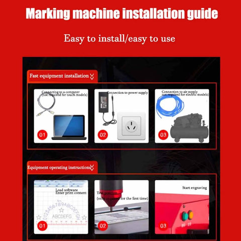 Pro Grade Zero Hassle Heavy Duty Pneumatic Dot Peen Marking Machine With Digital Display installation guide with setup steps.