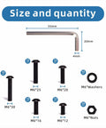 Beefy 150 Pc Button Head Hex Socket Cap Screws Kit Alloy Steel 10.9 Grade Black Oxide M6 X 12/16/20/25/30mm sizes diagram