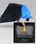 Heavy Duty Pro Grade Wide Shade Auto Darkening Welding Helmet With Solar Power DP9 01 side view with lens insert