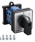 Heavy Duty 20A 660V 2 Pole Changeover Switch With 3 Position Rotary Selector For Motor Reversing And Generator Dual Section Eight Terminal Layout 35mm DIN Rail Mount SZW26 20 D2022 B11R, front view