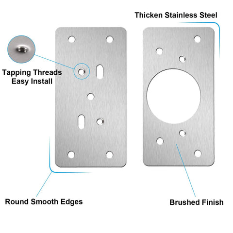 12 Pack Stainless Steel Cabinet Hinge Repair Kit With Door Hinge Repair Plates and screws, brushed finish, threading detail