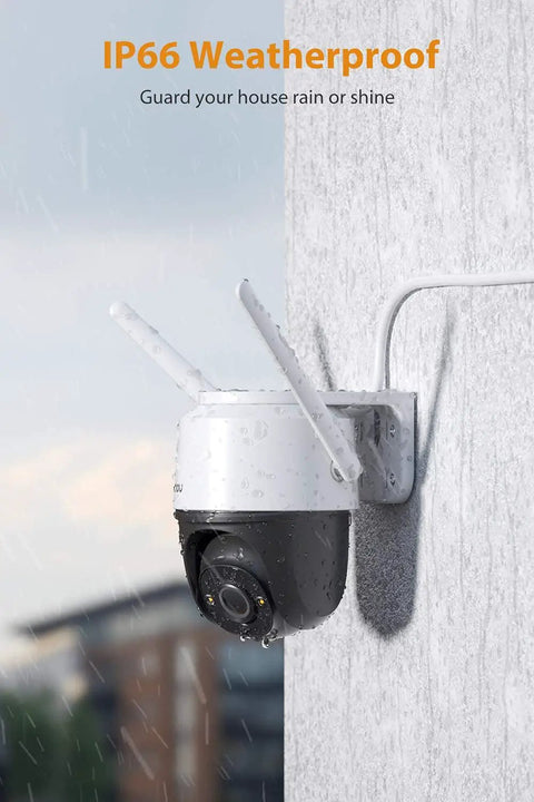 Outdoor Security Camera With Floodlight And Two Way Talk, 4MP QHD Pan Tilt 2.4G WiFi, IP66 Weatherproof Bullet Camera mounted in rain