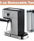 Kick Up Your Coffee Game With This Slick Dual Boiler Espresso Machine featuring 20 Bar Pressure, a 34 oz removable tank.