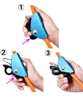 Hands adjusting blue rope grab on 1/2 inch by 10 foot steel wire core rope from Tree Climbing Positioning Lanyard for arborist use.