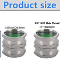 Stainless Steel 304 Female To Female Garden Hose Adapter Three Quarter Inch GHT Quick Swivel Connector For Double Hose Fittings Leak Proof No Fuss Heavy Duty Easy Install Lead Free Construction Corrosion Resistant Fits Standard Garden Hoses, 2-pack size