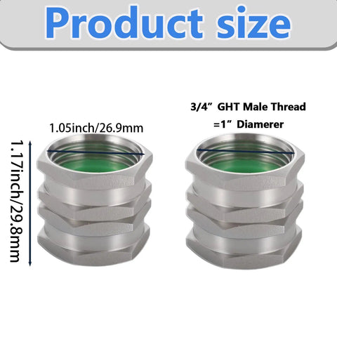 Stainless Steel 304 Female To Female Garden Hose Adapter Three Quarter Inch GHT Quick Swivel Connector For Double Hose Fittings Leak Proof No Fuss Heavy Duty Easy Install Lead Free Construction Corrosion Resistant Fits Standard Garden Hoses, 2-pack size