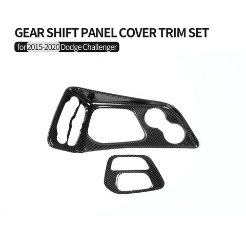Slick ABS Carbon Fiber Gear Shift Lever Panel Trim Fits 2015-2025 Dodge Challenger Console Shifter Cover set of two.