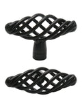 Oval Birdcage Cabinet Knobs Set, 12 Pack Iron Drawer Pulls In Flat Black Finish, highlighting metal design and texture