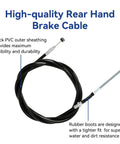 Rear Hand Brake Cable Kit for ATV Fits TRX350 Rancher 350 400 420 Foreman 400 500 Rubicon 500 Parking Brake Cable With Rear Brake Adjuster Hardware Kit Ride Ready with black PVC sheathing and metal ends showing flexibility and durability.