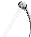 Caldwell 4.25-Inch 5-Function Handheld Shower With Bracket And 60-Inch Hose Chrome Finish for spa like massage and full spray settings.