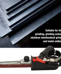 Heavy Duty Belt Sander Adapter For Angle Grinder Featuring Five Eighth Inch Thread Zero Hassle Setup For Hardwood Stripping Metal Deburring And Flawless Weld Blending A Hella Solid Workshop Addition You Need with sanding belt and adjustment knob.