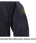 Flame Resistant Cotton Welding Jacket With Welder's Collar And Leather Reinforced Snaps, 30 Inch Length, scribe pocket detail