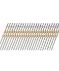 Two And Three Quarters Inch Collated Duplex Nails With Plastic Strip For Concrete Forms And Quick Scaffolding Twenty One Degree Full Round Duplex Head Smooth Shank Two Thousand Per Box Compatible With NR3675DD aligned in a row