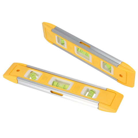 Heavy Duty Magnetic Torpedo Level With Bright Yellow Nine Inch Body Featuring Sweet Precision 45 90 180 Degree Bubbles Shock Resistant Plastic Alloy Frame Perfect For No Sweat Diy Layouts And Home Repair Jobs
