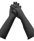 Heavy Duty Chemical Resistant Gloves For Tough Industrial Jobs And Stubborn Household Grime, Extra Large Black Latex Hand Savers with long sleeves