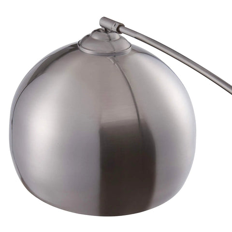 Close-up of nickel bell shade from Arc Floor Lamp With Faux White Marble Base And Nickel Bell Shade For Living Rooms Offices Bedrooms Sleek Modern Mid Century Vibe Warm Ambient Task Lighting