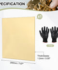 Brass Sheet Metal With Protective Film, Square 7.9 Inches By 7.9 Inches, 16 Gauge 1.2mm Thick, For DIY Projects And Handy Electrical Repairs, Durable Brass Plate With Scratch Resistant Film, One Pack Brassy Finish, 200mm square