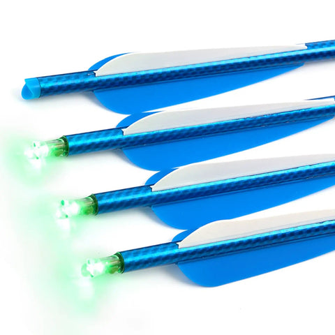 6 Pack LED Lighted Nocks for Crossbow Arrows 0.300 Inch Inside Diameter Green Glow, string activated, auto light on