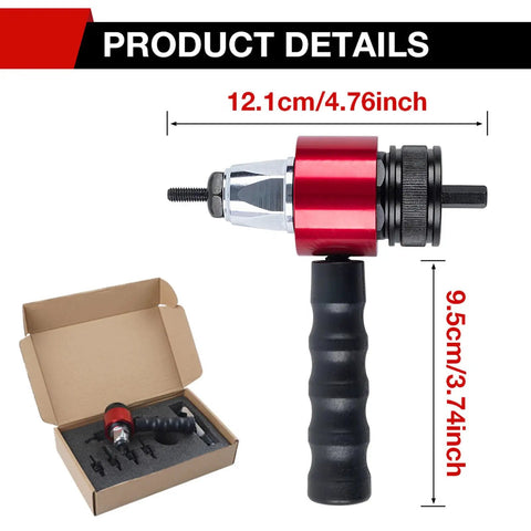 Top Rated Electric Riveting Gun With Carrying Case For Home And Auto, 12.1cm long, durable red and black design, ideal for M3-M8 nuts.