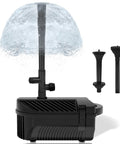 Heavy Duty 1320 GPH Pond Fountain Pump Kit For Outdoors, 100W With 3 Nozzle Options, Adjustable Flow, IPX8 Waterproof in Black