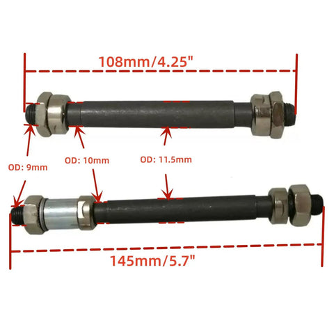 Hollow Axle And Bearing Kit For Mountain Bikes, Front And Rear Wheel Hubs, Quick Release Fits 108mm And 145mm, Steel Construction