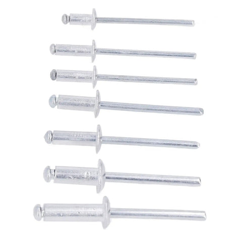 180Pcs Blind Rivet Flange Aluminum Alloy Assortment Kit With Six Size Rivets For Soft Materials close-up