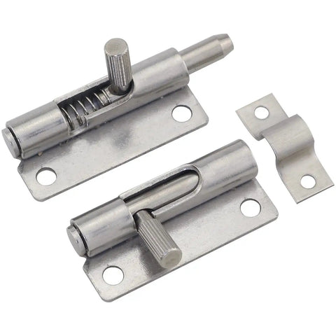 Stainless Steel Retractable Spring Push Latch Set With Left And Right Mount, Pin Style Latches for Electrical Cabinets and Pet Cages