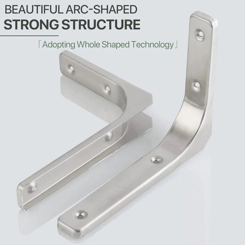 Heavy Duty Floating Shelf Brackets 8 Inch By 6 Inch Stainless Steel L Brackets Brushed Nickel Wall Supports For Wood Shelves 4 Pack Built To Last