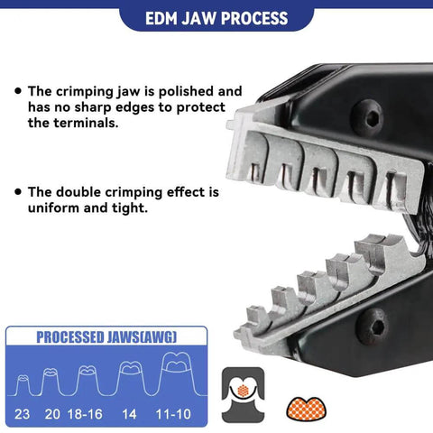 Close-up of Pro Grade Crimping Tool For Non Insulated Open Barrel Terminals And JST Molex TE Connectors AWG 24 To 10
