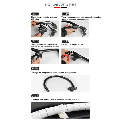 Spiral Cable Wrap For Wiring And Pipe Protection, 22mm Diameter, 50m Roll, Flexible Cable Management Sleeve setup steps