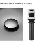 Top Notch Rust Resistant Stainless Steel Round Vessel Basin 15 6 Inch Slick Matte Black Finish Heavy Duty Vanity Setup For Modern Bathrooms Kitchens Straight Up copper press drain, anti-clogging design.