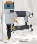 Heavy Duty 16 Ga And 18 Ga Pneumatic Brad Nailer Featuring Slick Depth Adjustment Knobs Hella Comfortable Grip for seamless DIY carpentry projects.