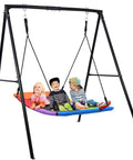 Heavy Duty Backyard Swing Set Built Tough With 440Lb Capacity, Sturdy A Frame Metal Stand, 60 Inch Platform Swing For Outdoor Play