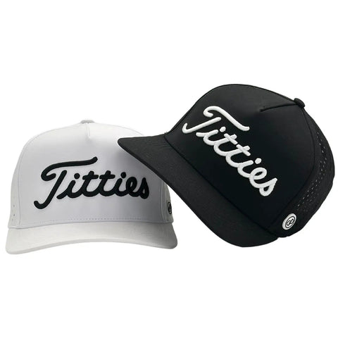 Performance Golf Hat With Breathable Laser Holes And Adjustable Strapback For A Sharp Witty On Course Look Dope Polyester Build In Crisp White and Black Hat Duo
