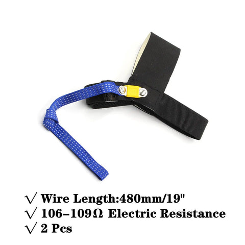 Two Pack ESD Anti Static Grounding Straps For Wrist And Heel Adjustable Foot Strap With 19 Inch Wire, resistive band shown