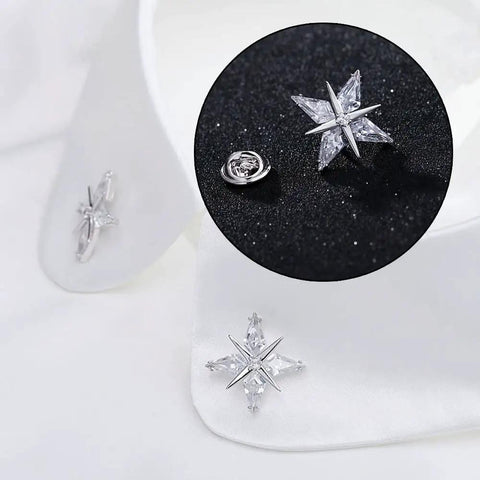 120 Pairs Fresh Silver Butterfly Clutch Tie Tacks With Quick Spring Lock Pin Backs for Zero Fuss Earring Security displayed on a collar.