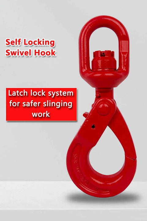 Swivel Lifting Hook With Self Locking Mechanism, 360 Degree Swivel For Hoist And Rigging, Heavy Duty 4410 Lbs Capacity