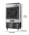 Portable Evaporative Air Cooler With Large Gallon Tank And 120 Degree Oscillation 3 In 1 swamp cooling fan dimensions 51.1in height 25.9in width 16.9in depth