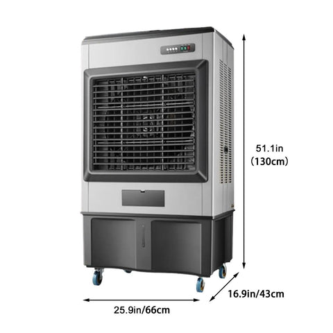 Portable Evaporative Air Cooler With Large Gallon Tank And 120 Degree Oscillation 3 In 1 swamp cooling fan dimensions 51.1in height 25.9in width 16.9in depth