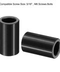 Aluminum Spacer Set M8, 10 Pcs Round Screw Standoffs, One Inch Long, One Half Inch OD, Durable Black Finish, Front View