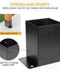 Built Tough 4x4 Deck Post Base Brackets 6 Pack Black Powder Coated Steel Inner 3.6 by 3.6 Inches showing side view