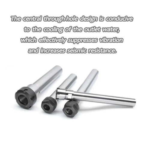 Heavy Duty ER8 ER11 ER16 ER20 ER25 ER32 Extension Rod For CNC Milling Machine With Ultra Low Runout To Boost Precision and Stabilize Your Rig For Serious Woodworking Or Metal Cutting Jobs, showing four stainless steel extension rods.