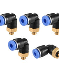 Push To Connect Tube Fitting Male Elbow 4mm OD To M5 Thread Pneumatic Air Easy Install No Tool Needed Quick Connect Lock Fitting Blue 5pcs