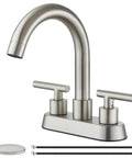 4 Inch Centerset Bathroom Faucet With Double Handles, Brushed Nickel Finish, 360 Degree Swivel Spout, Deck Mount Mixer Tap