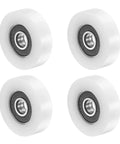 Four white Nylon Ball Bearing Guide Pulleys 8mm By 36mm By 10mm Four Pack With Sealed 608RS Bearings For Sliding Doors And Windows Lifting Systems