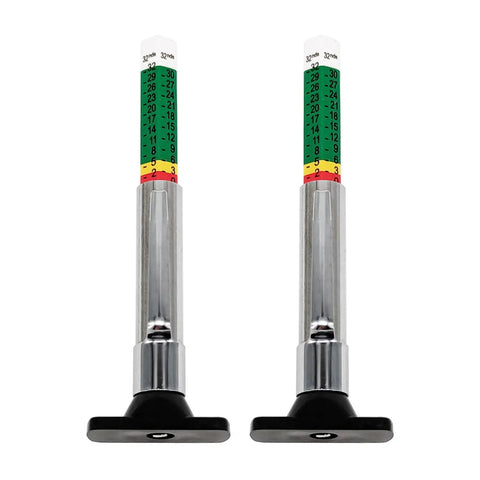 Tire Tread Depth Gauge Calibrated From 0 To 1 Inch In 1/32 Inch Increments, Color Coded Pocket Size 2 Pack for Auto Maintenance