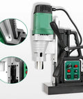 Essential Portable Mag Drill Press With Magnetic Base close-up showing control panel and motor for metalworking jobsites.
